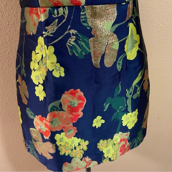 NWOT Lulus So Stunning Navy Blue Floral Jacquard Puff Sleeve Mini Dress - Picture 10 of 11